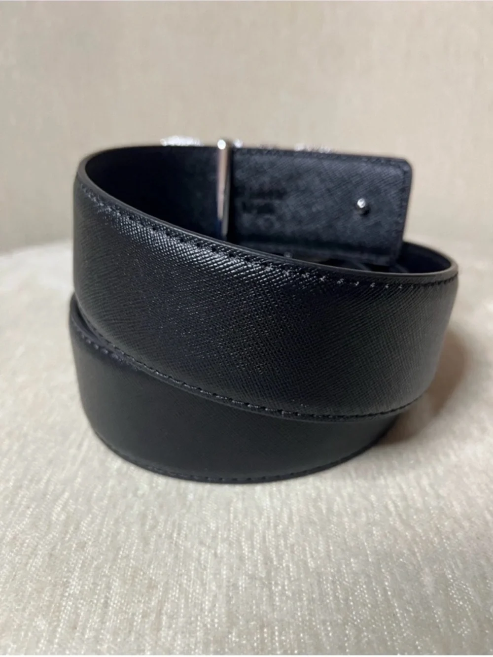 Salvatore Ferragamo Black Leather Belt with Silver Gancini Buckle